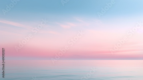 Tableau sur toile Clear blue sky sunset with glowing pink and purple horizon on calm ocean seascape background