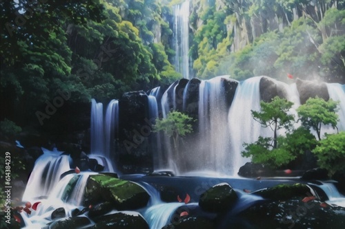 Beautiful Waterfall in a Forest