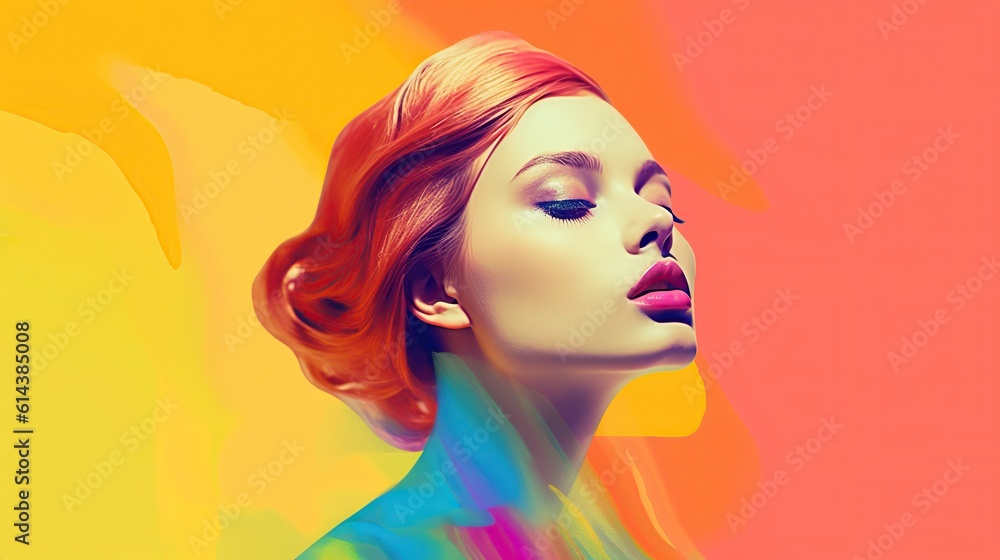 An illustration of a fashion portrait combined with abstract art., AI Generated An illustration of a fashion portrait combined with abstract art., AI Generated