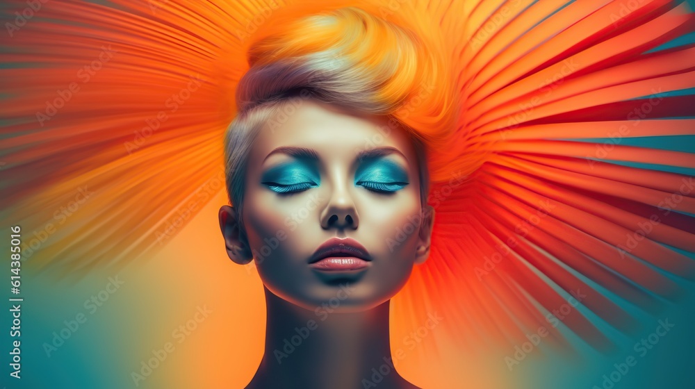 An illustration of a fashion portrait combined with abstract art., AI Generated An illustration of a fashion portrait combined with abstract art., AI Generated