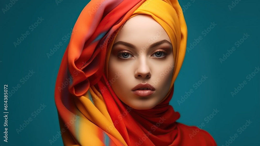 An illustration of a fashion portrait  combined with abstract art., AI Generated