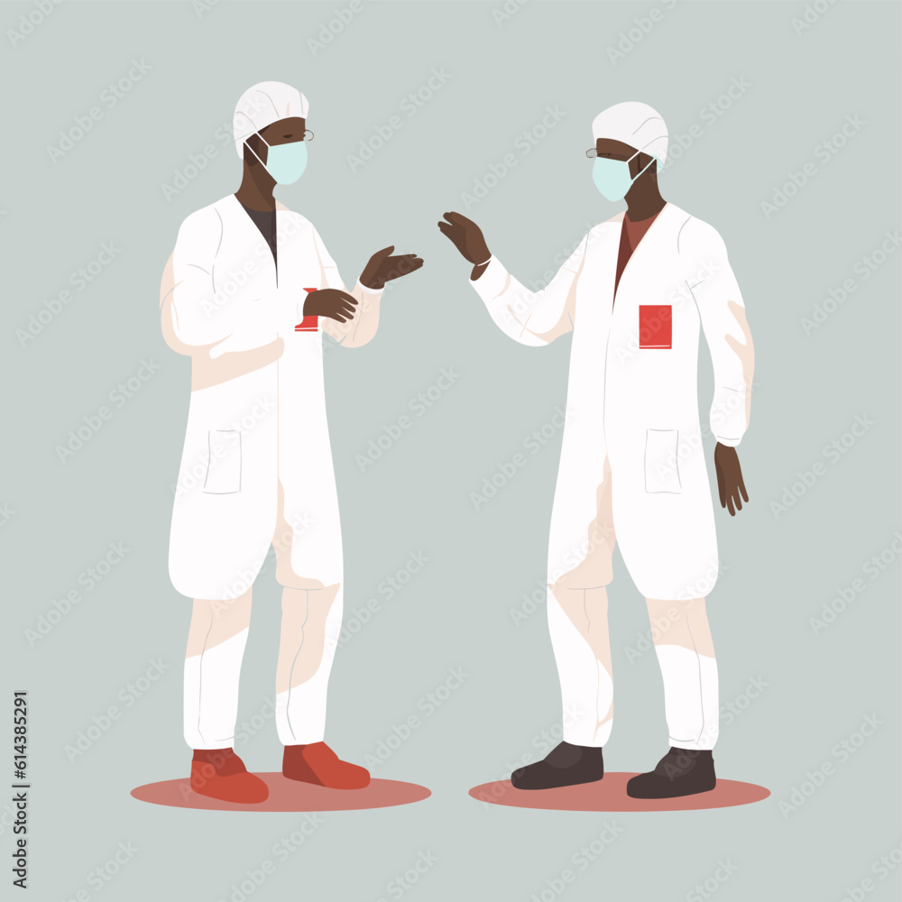Doctors working in their own clothing not white isolated illustration Doctors working in their own clothing not white isolated illustration