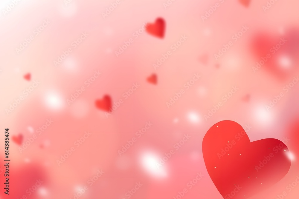 Abstract pink red hearts blur background. wallpaper Valentine day. Month of Love february. generative ai