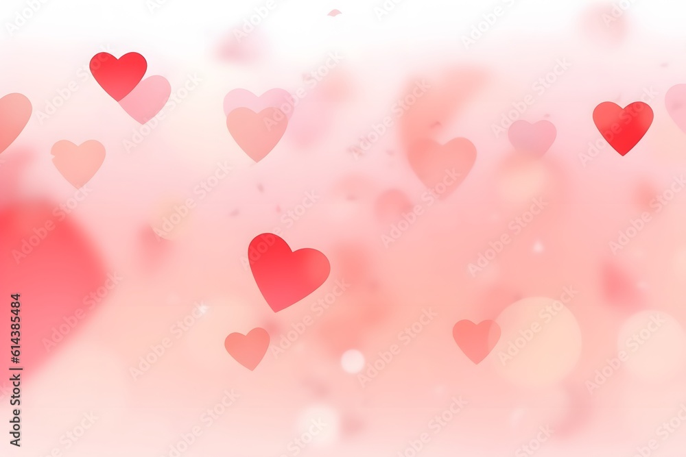 Abstract pink red hearts blur background. wallpaper Valentine day. Month of Love february. generative ai