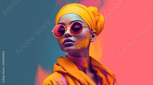 An illustration of a fashion portrait combined with abstract art., AI Generated.