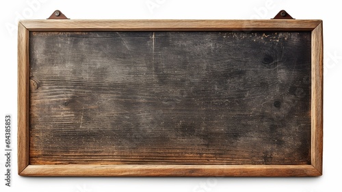 An aged blackboard placed on a white isolated background. Generative Ai