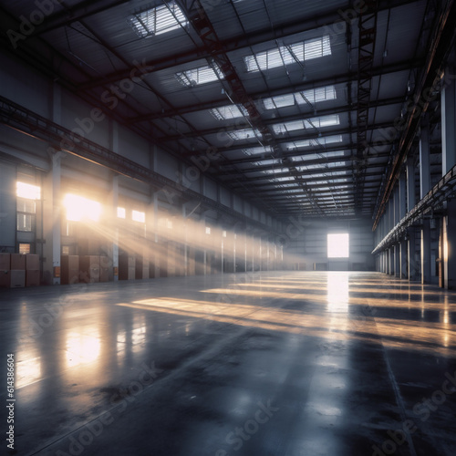 Large warehouse interior, empty © lichaoshu