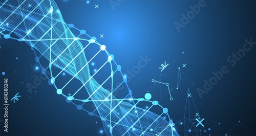 Abstract futuristic background for design works..Science template, wallpaper or banner with a DNA molecules.