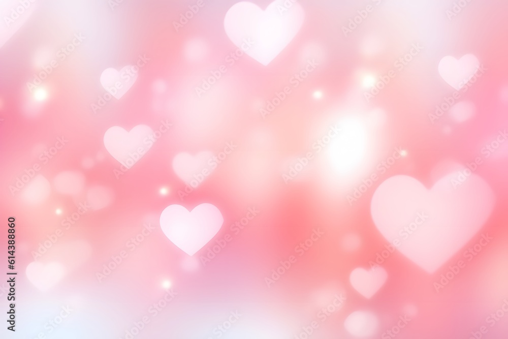 Pink white sparkles hearts bokeh wallpaper. Valentine day card. generative ai