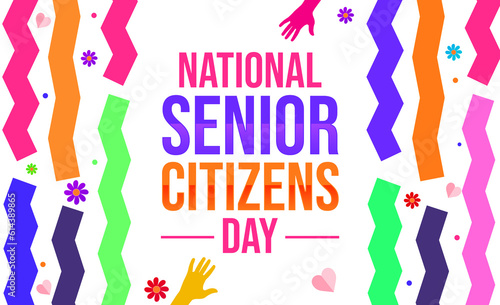 August 21 is observed as national senior citizens day, background design with colorful shapes and typography photo