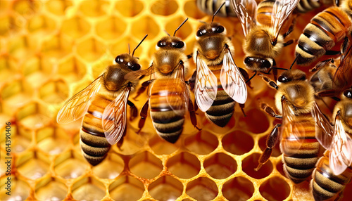 bees on a honeycomb, ai generative