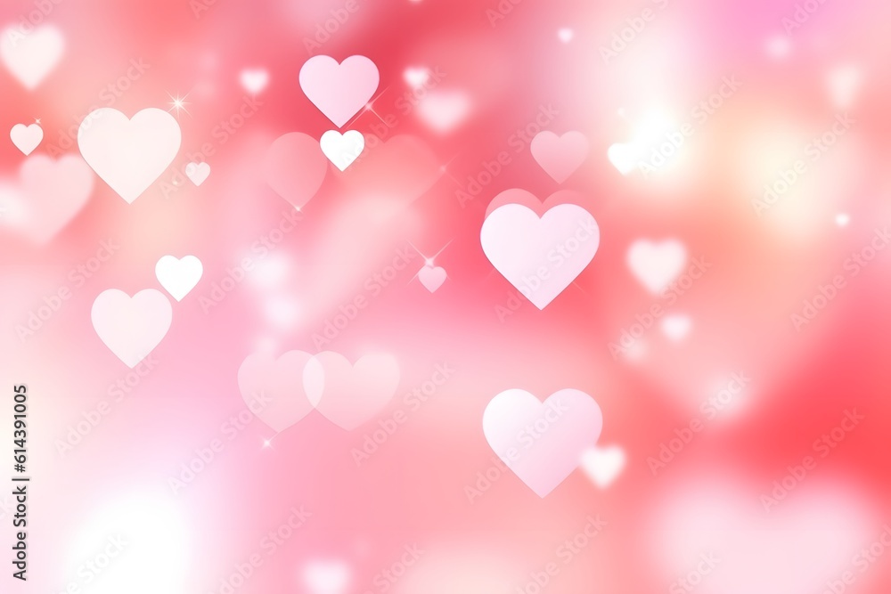 Pink pastel heart love valentine day concept. Abstract blur background. generative ai