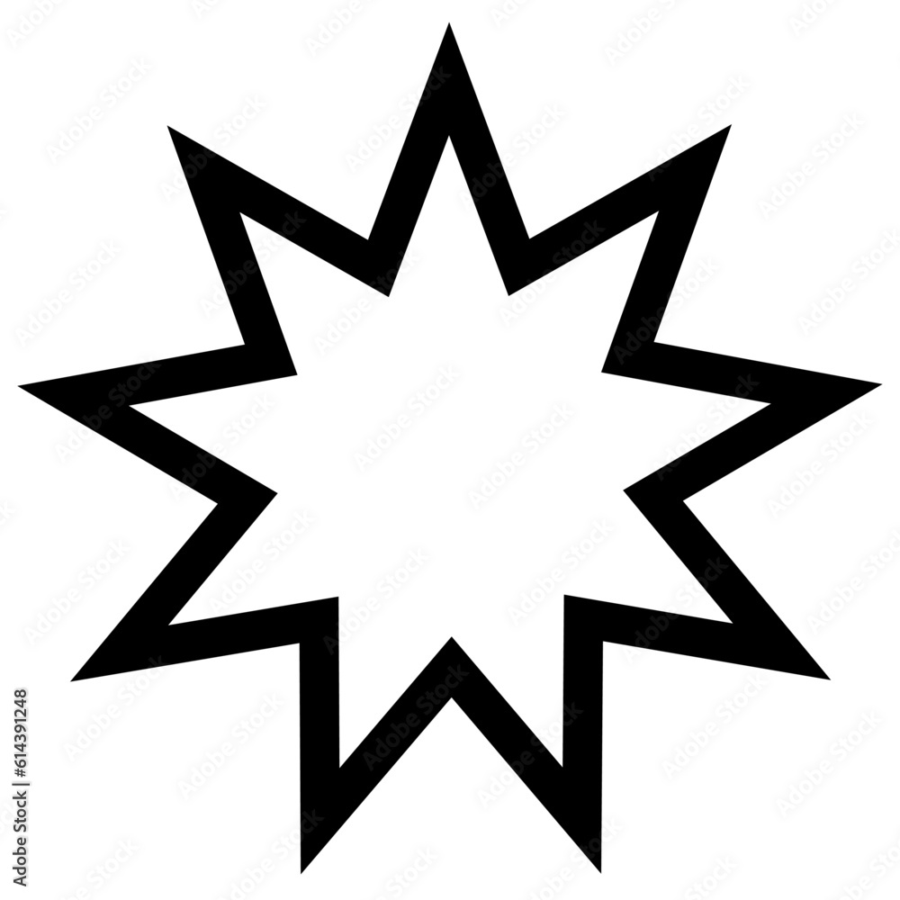 Baháʼí, Nine-pointed star, According to the Abjad system of Isopsephy, the word Bahá' has a numerical equivalence of 9, and thus there is frequent use of the number 9 in Baháʼí symbols. Baháʼí, Nine-pointed star, According to the Abjad system of Isopsephy, the word Bahá' has a numerical equivalence of 9, and thus there is frequent use of the number 9 in Baháʼí symbols.