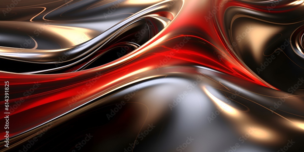 shiny fluid wave background, in gold and red, black and bronze style