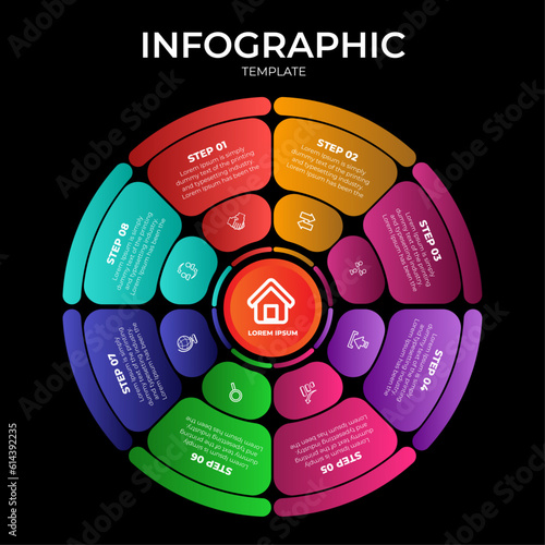Modern flat circular diagram infographic template vector illustration 