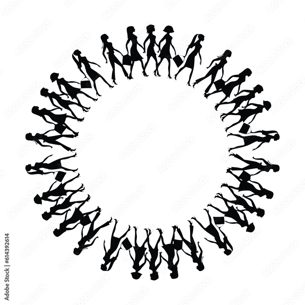 Silhouette of a group of people in a circle. Vector illustration. Silhouette of a group of people in a circle. Vector illustration.