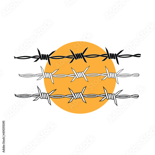 Barbed wire icon in flat style isolated on white background. Vector illustration.