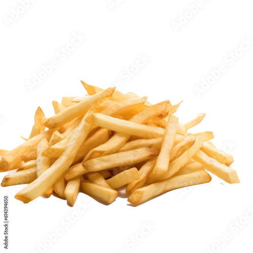 French fries isolated on transparent background. Generative AI.