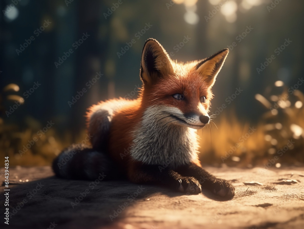 Obraz premium closeup on a fox in the wild, Generative AI