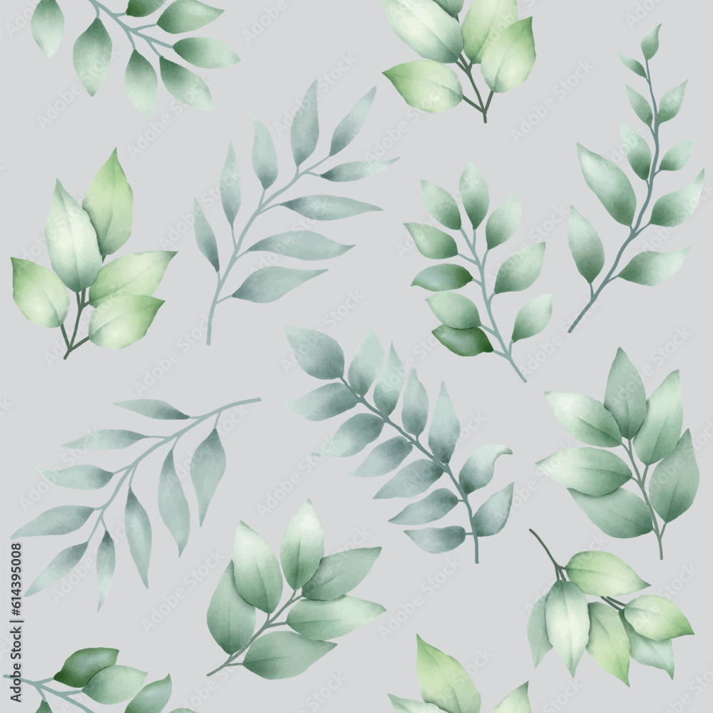 Watercolor leaves seamless pattern design 