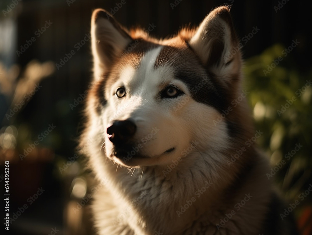 closeup on a husky dog, Generative AI