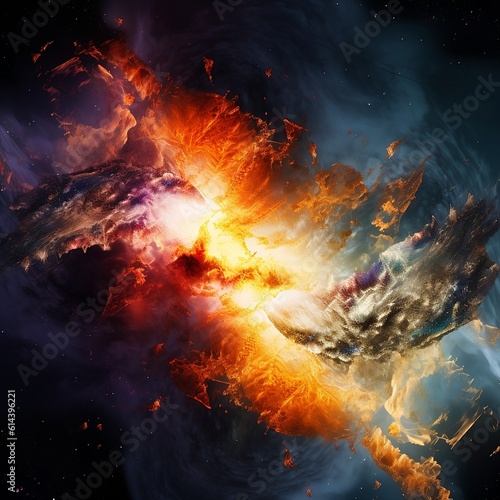 Explosion of 2 supernovas colliding 