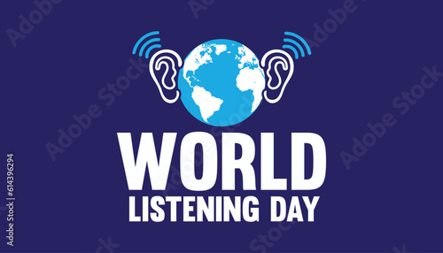 World Listening Day vector.  Ear silhouette icon vector. Hearing blue icon. Listening Day Poster, July 18