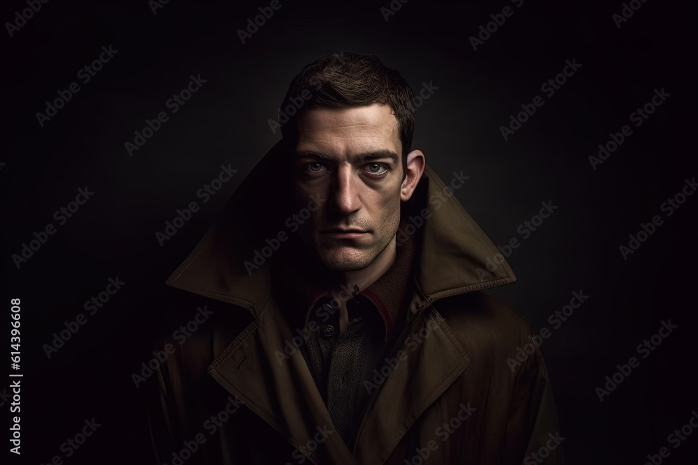 Senior stern man studio portrait. fictional person created with generative AI