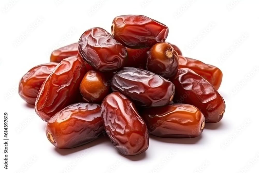 Small Pile Of Dried Dates On White Background Small Pile Of Dried Dates On White Background