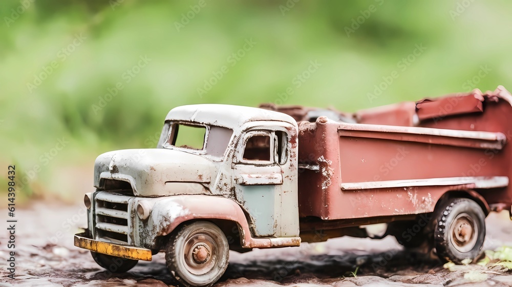 Truck image with vintage style art illustration, generative Ai art