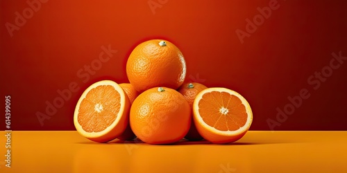 Orange fresh copyspec on redbackground ,Generative AI. photo