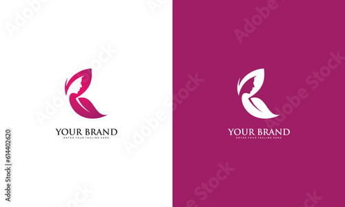 Beauty leaf logo, vector graphic design