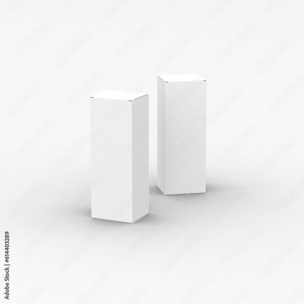 Long vertical paper box template without design on a transparent background.