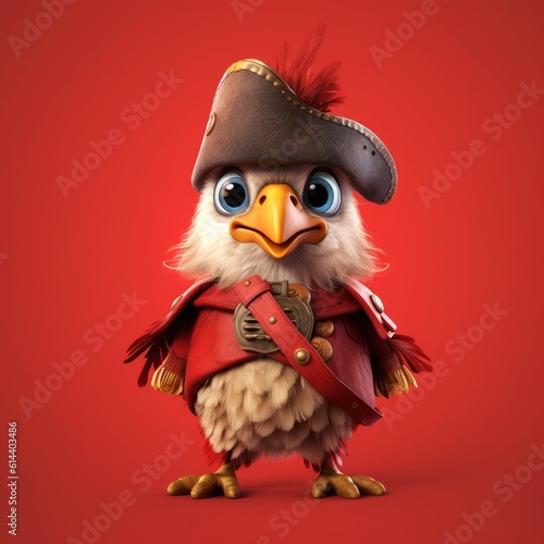 cute chicken wearing pirate clothes.Generative Ai