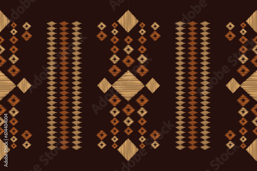Ethnic Ikat fabric pattern geometric style.African Ikat embroidery Ethnic oriental pattern brown background. Abstract,vector,illustration.Texture,clothing,frame,decoration,carpet,motif.