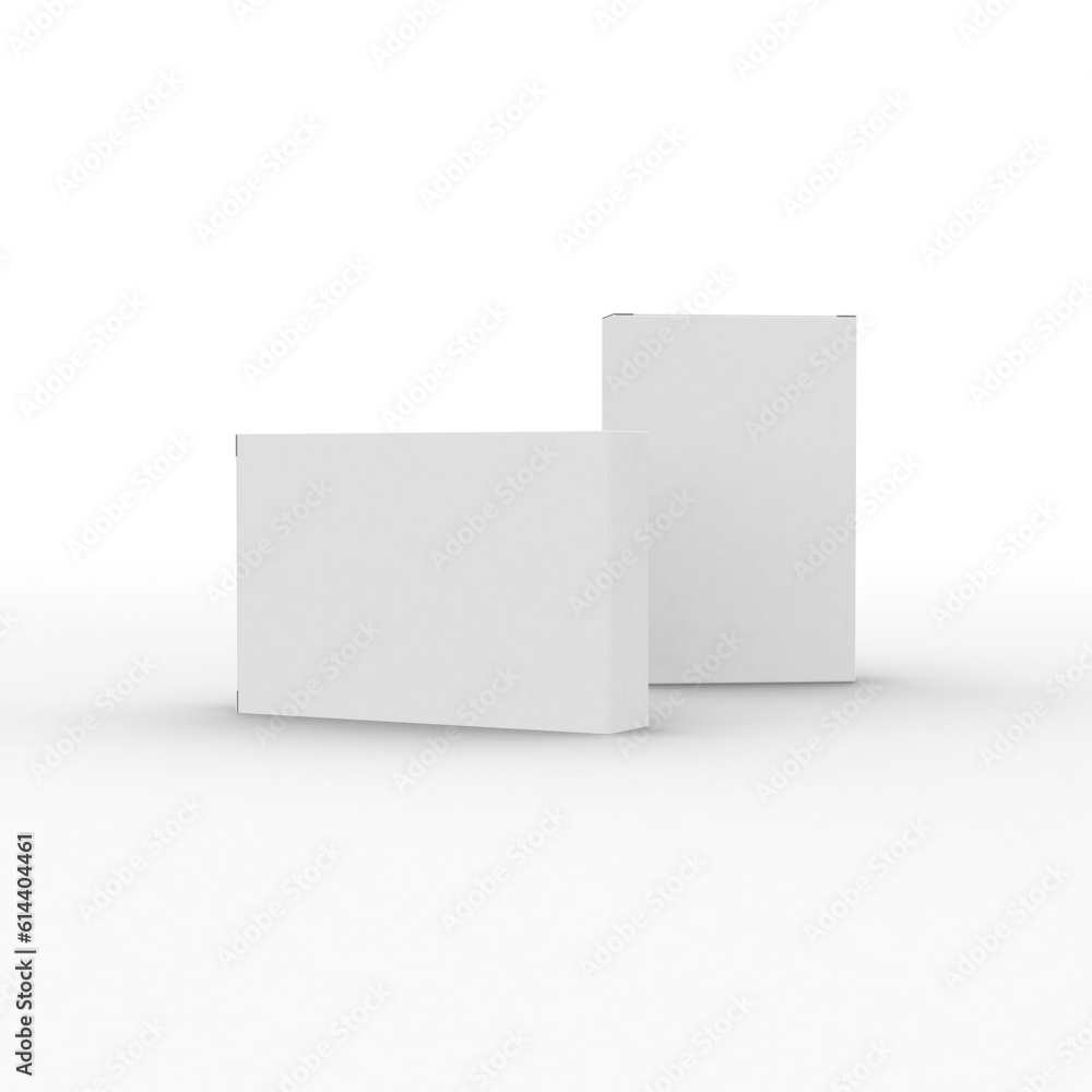 Vertical flat paper box template without design cover on a transparent background.