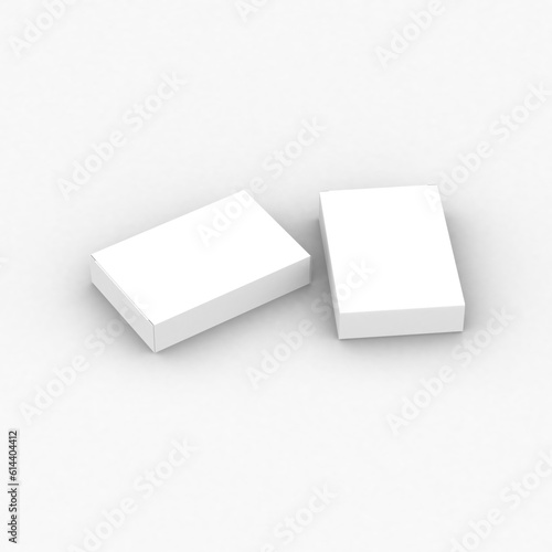 Vertical flat paper box template without design cover on a transparent background.