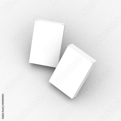 Vertical flat paper box template without design cover on a transparent background. © DAkreev