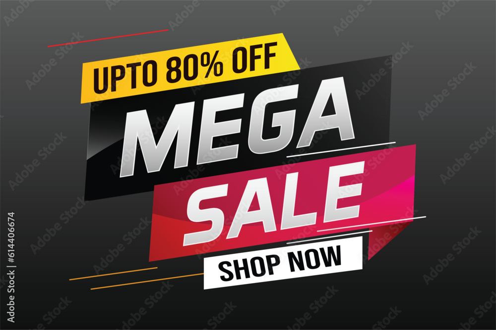 mega sale word concept vector illustration with lines and 3d style, landing page, template, ui, web, mobile app, poster, banner, flyer, background, gift card, coupon, label, wallpaper	
