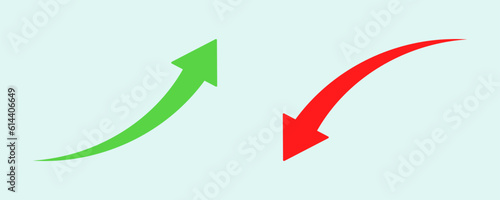 Financial arrows up and down. Green and red arrow. Increase and decrease. Vector 10 EPS.