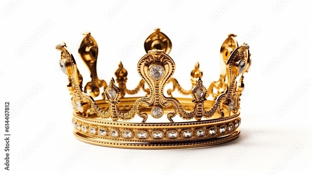 regal golden crown of a king set against a white isolated background. Generative Ai regal golden crown of a king set against a white isolated background. Generative Ai
