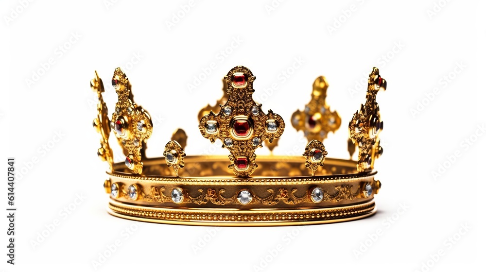 regal golden crown of a king set against a white isolated background. Generative Ai regal golden crown of a king set against a white isolated background. Generative Ai