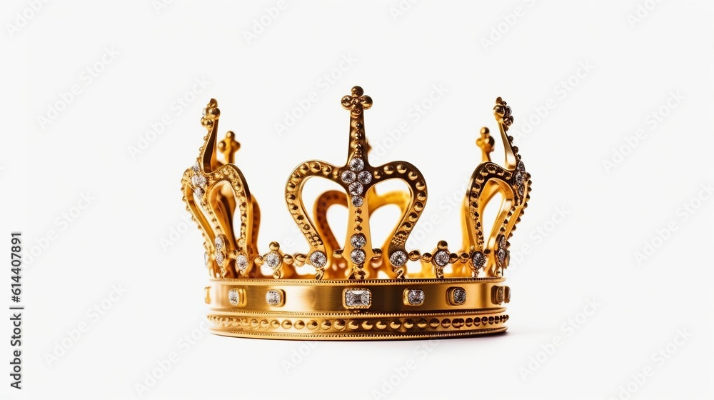 regal golden crown of a king set against a white isolated background. Generative Ai regal golden crown of a king set against a white isolated background. Generative Ai