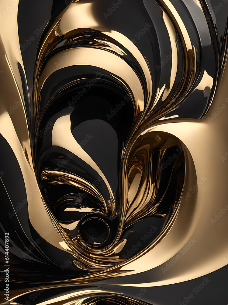 Luxury abstract black metal background with golden light lines. Dark 3d geometric texture illustration. Bright grid pattern. Pure black horizontal banner wallpaper. Elegant BG. Square diamond tiles.ai