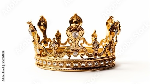 regal golden crown of a king set against a white isolated background. Generative Ai