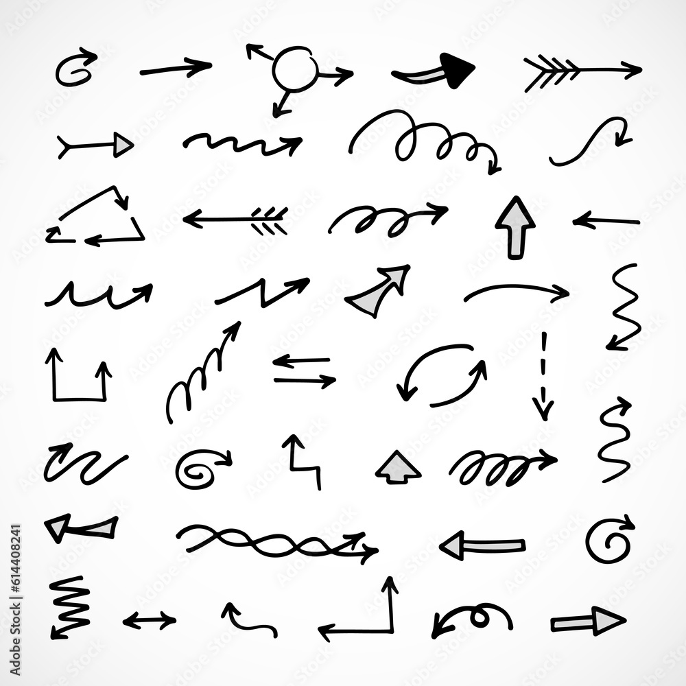 Vector set of hand drawn arrows, elements for presentation Vector set of hand drawn arrows, elements for presentation