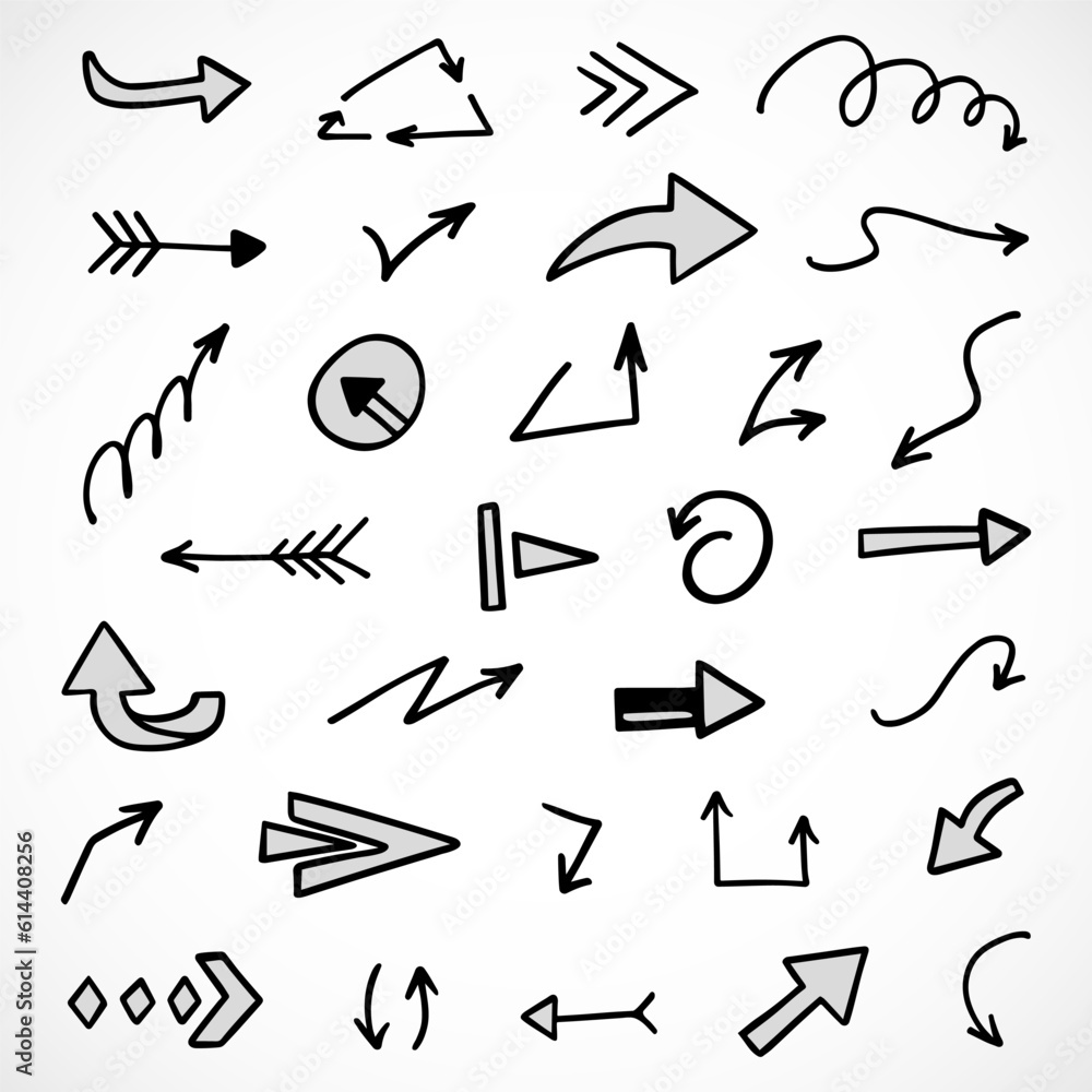 Vector set of hand drawn arrows, elements for presentation Vector set of hand drawn arrows, elements for presentation