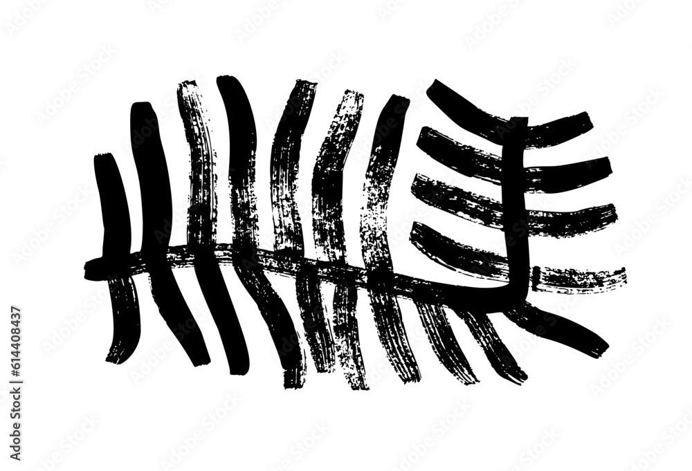 Plant branch brush drawn with bold lines. Pine branch, evergreen tree or cedar twig vector ink illustration. Naive and primitive style drawing. Botanical rustic element. Geometric shape plant. Plant branch brush drawn with bold lines. Pine branch, evergreen tree or cedar twig vector ink illustration. Naive and primitive style drawing. Botanical rustic element. Geometric shape plant.