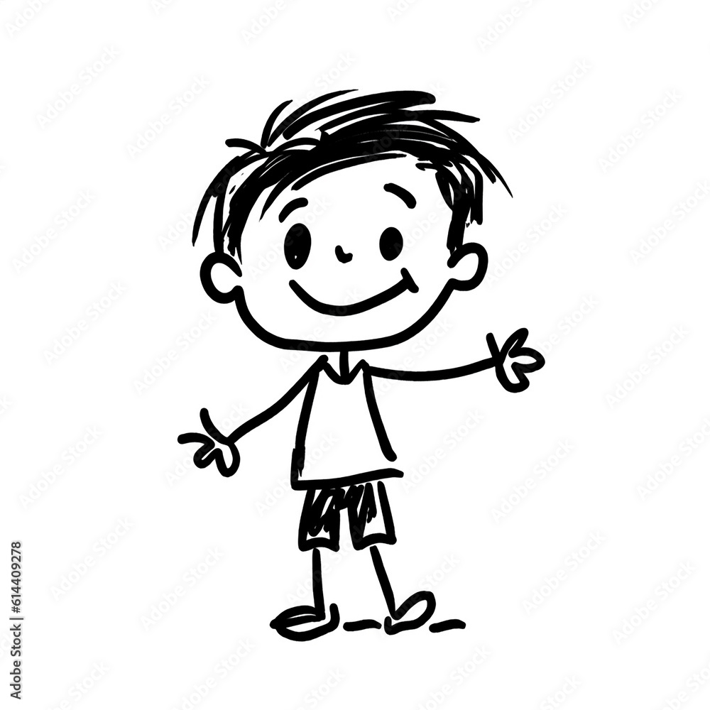 Fun stick figure cartoon kid Fun stick figure cartoon kid