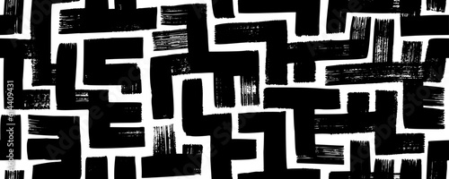 Abstract vector background design with maze mosaic texture. Bold brush strokes seamless pattern. Intricate labyrinth ornament. Abstract geometric decorative background. Grunge scribbles.